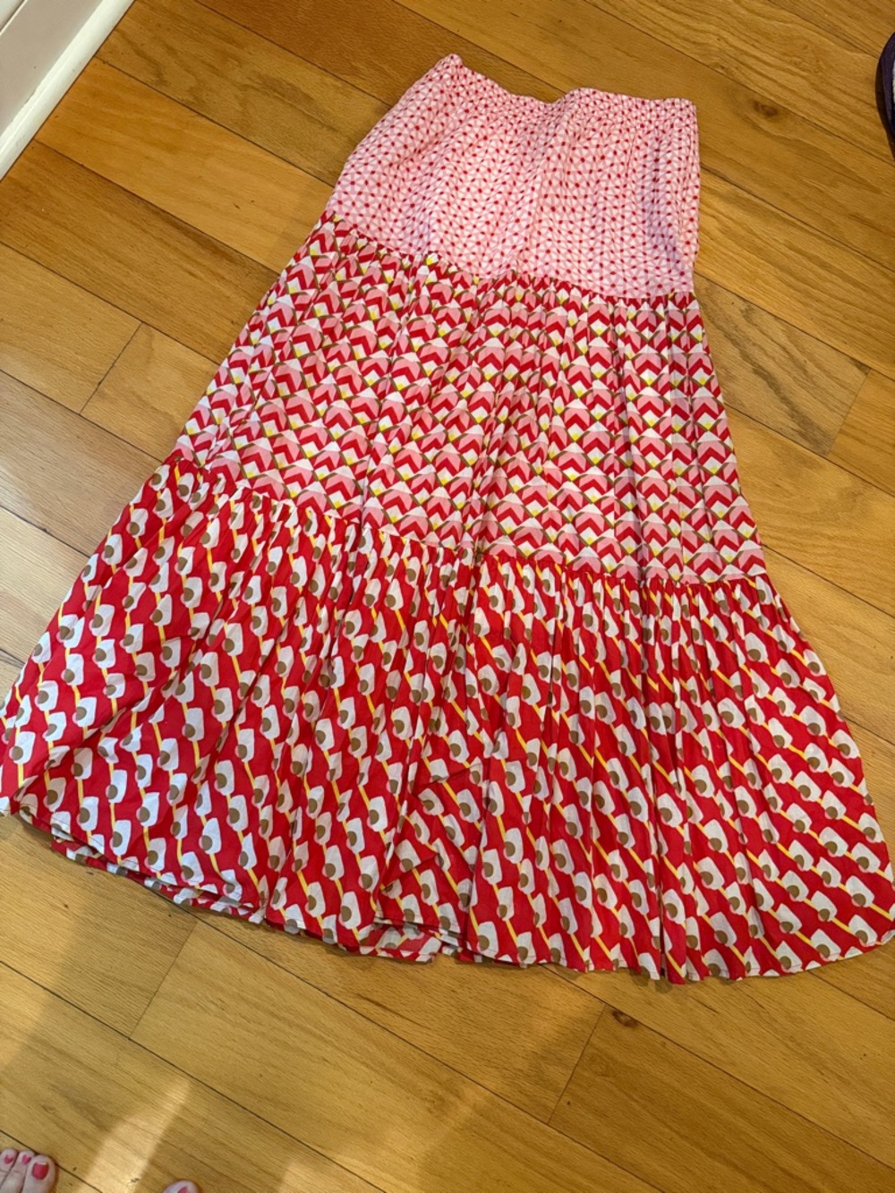 Ro's Garden Pink & Red Tiered Maxi Skirt